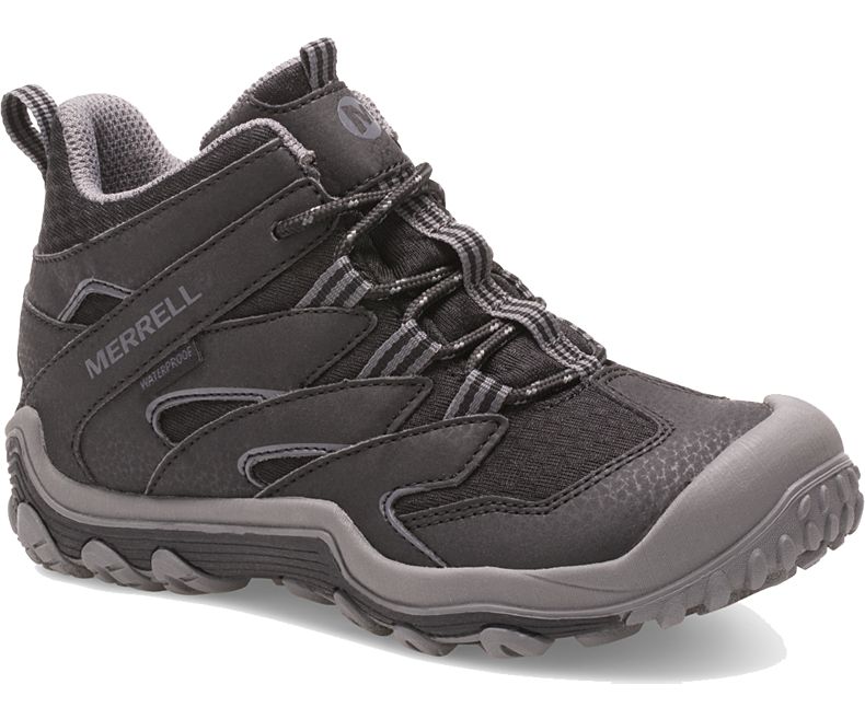 Merrell Chameleon 7 Access Mid Vedenpitävät Boot Lasten Vaellussaappaat Mustat | 41007K-1HB