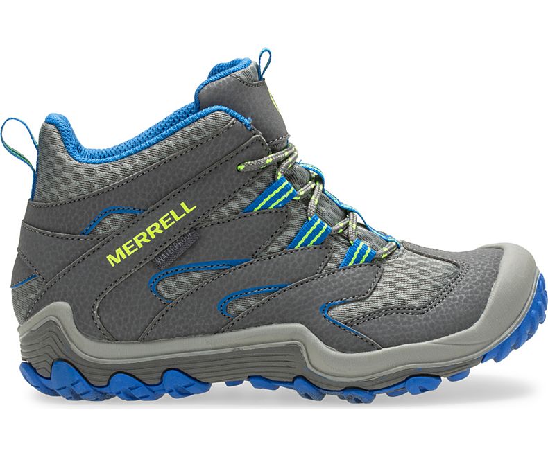 Merrell Chameleon 7 Access Mid Vedenpitävät Boot Lasten Vaellussaappaat Harmaat Sininen | 41007K-1HG