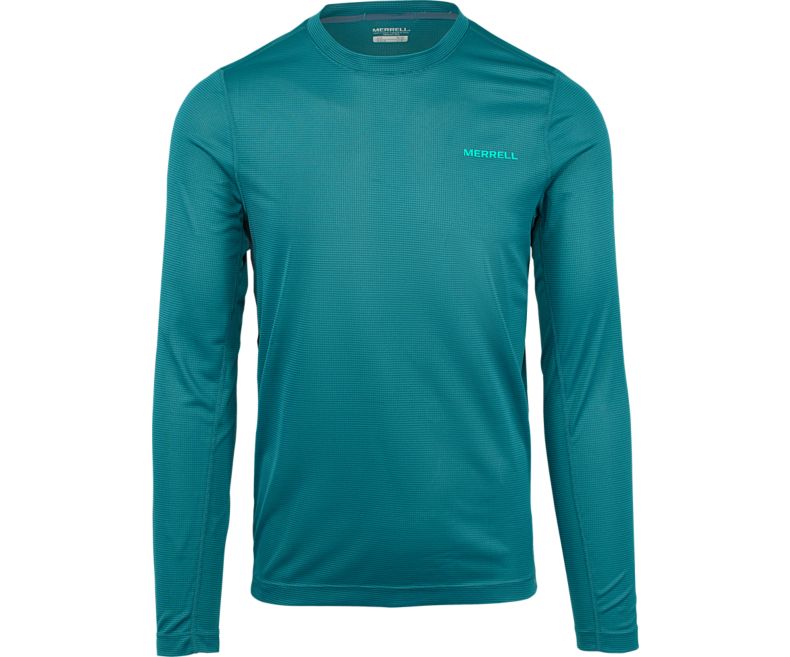 Merrell Entrada II Long Sleeve Wicking Tech Tee Miesten Pitkähihaiset Paidat Vihreä | 32834M-2LG