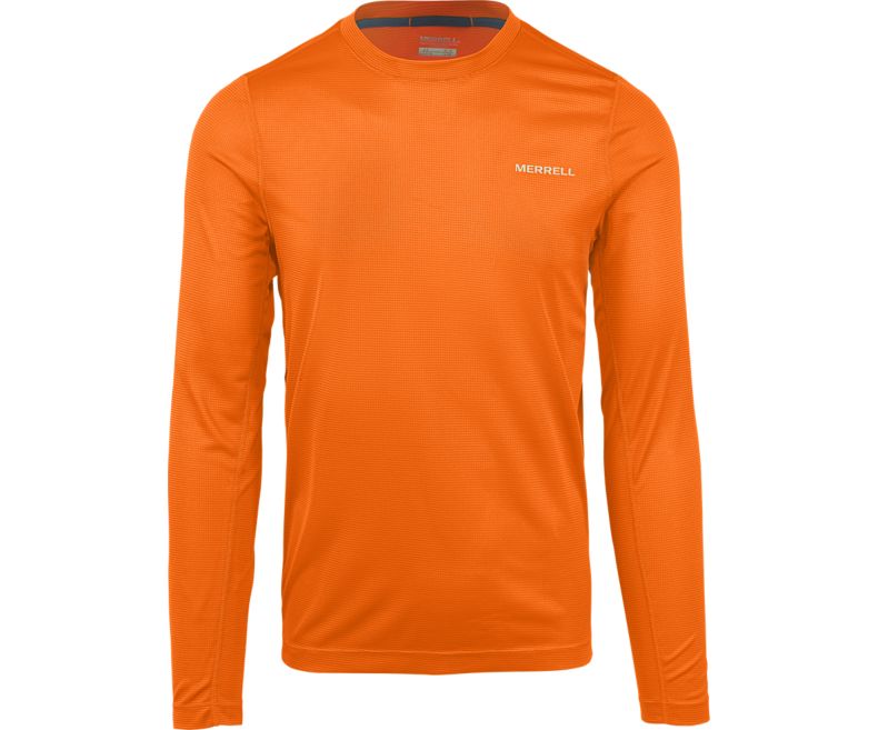 Merrell Entrada II Long Sleeve Wicking Tech Tee Miesten Pitkähihaiset Paidat Oranssi | 32834M-2LO