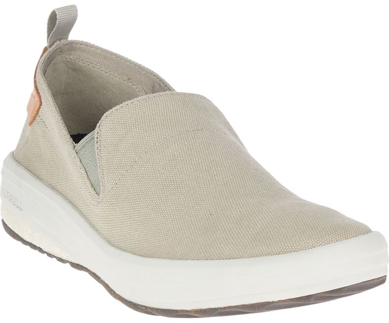 Merrell Gridway Moc Canvas Miesten Slip On Kengät Beige | 41377M-2SB