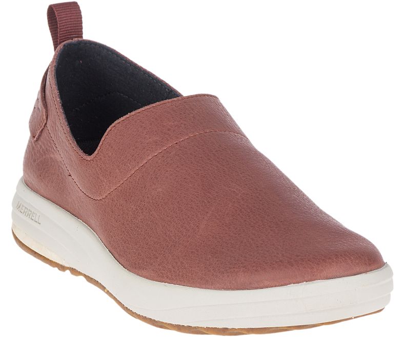 Merrell Gridway Moc Nahkaiset Naisten Slip On Kengät Vaaleankoralli | 41066W-1SL