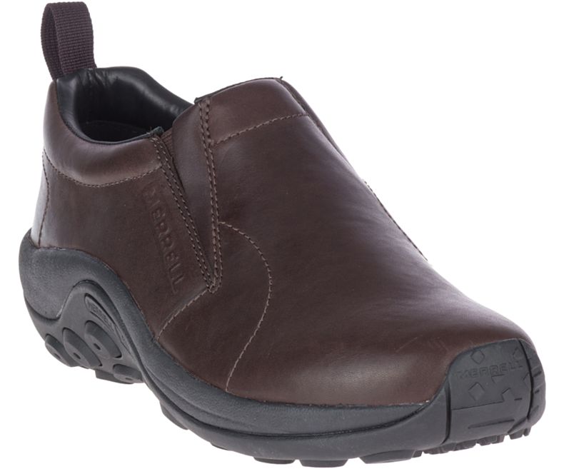 Merrell Jungle Moc Nahkaiset 2 Leveät Leveys Miesten Slip On Kengät Tummanruskea | 39619M-2SD