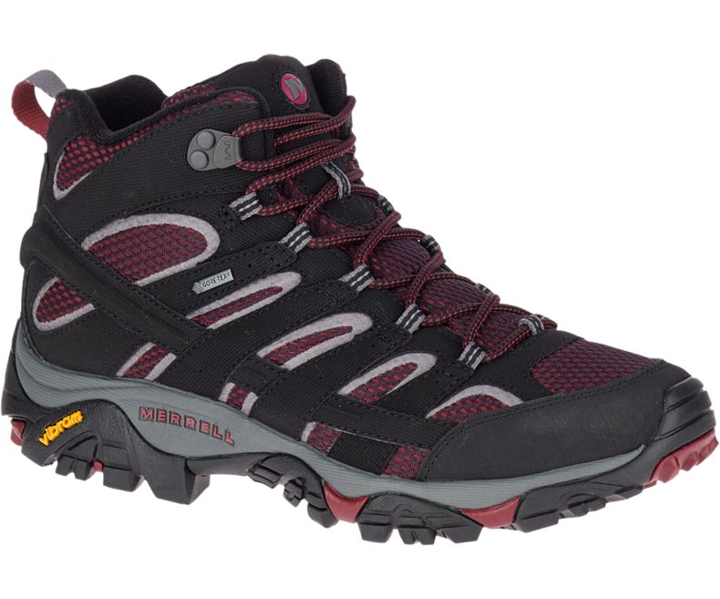 Merrell Moab 2 Mid GORE -TEX® Miesten Vaelluskengät Mustat Tummanpunainen | 27835M-2HB