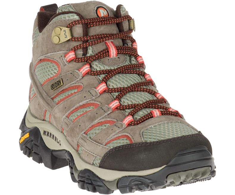 Merrell Moab 2 Mid Vedenpitävät Leveät Leveys Naisten Vaelluskengät Ruskea Tummanpunainen | 27934W-1WB