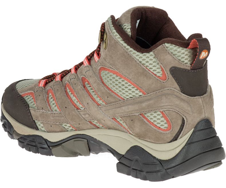 Merrell Moab 2 Mid Vedenpitävät Leveät Leveys Naisten Vaelluskengät Ruskea Tummanpunainen | 27934W-1WB