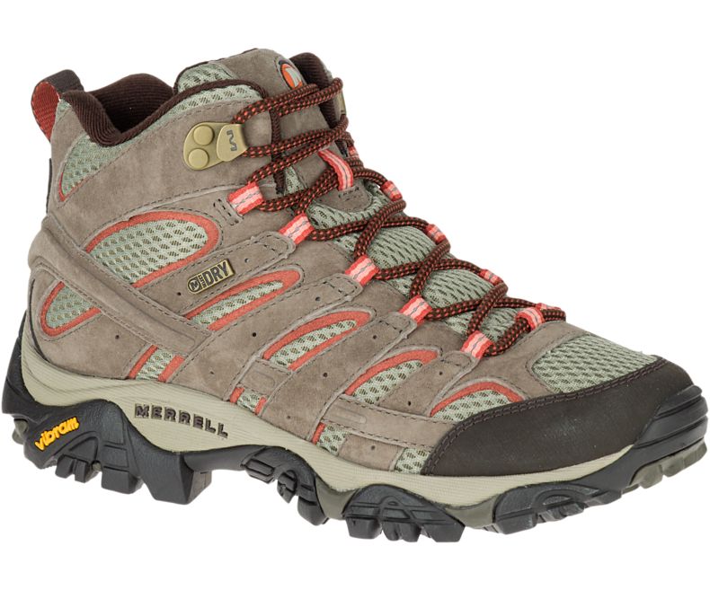 Merrell Moab 2 Mid Vedenpitävät Leveät Leveys Naisten Vaelluskengät Ruskea Tummanpunainen | 27934W-1WB