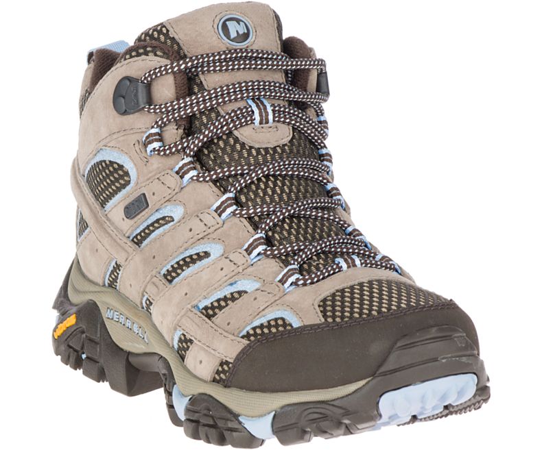 Merrell Moab 2 Mid Vedenpitävät Naisten Vaelluskengät Ruskea Vaaleansininen | 27933W-1HB