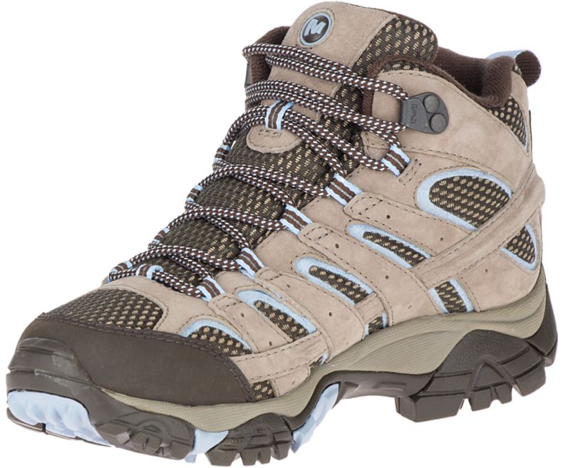 Merrell Moab 2 Mid Vedenpitävät Naisten Vaelluskengät Ruskea Vaaleansininen | 27933W-1HB