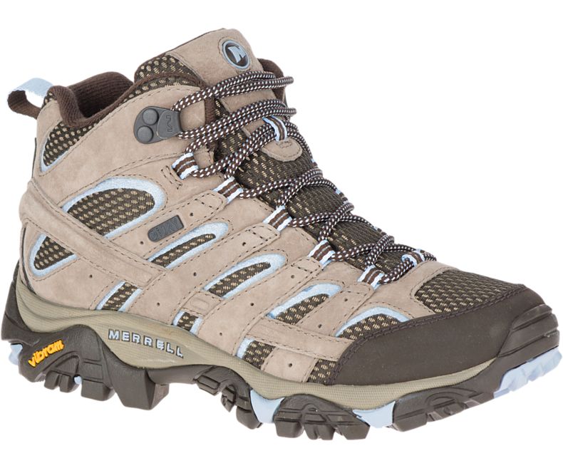 Merrell Moab 2 Mid Vedenpitävät Naisten Vaelluskengät Ruskea Vaaleansininen | 27933W-1HB