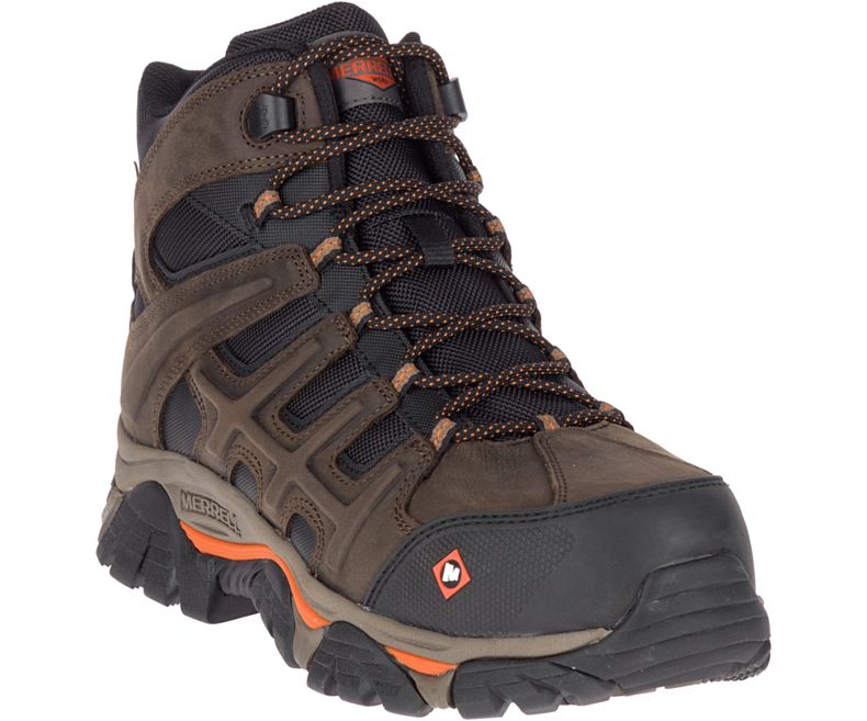 Merrell Moab 2 Peak Mid Vedenpitävät Comp Varvas Työ Boot Miesten Vedenpitävät Talvikengät Tummanruskea | 33504M-2WD