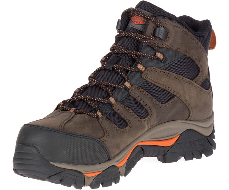 Merrell Moab 2 Peak Mid Vedenpitävät Comp Varvas Työ Boot Miesten Vedenpitävät Talvikengät Tummanruskea | 33504M-2WD