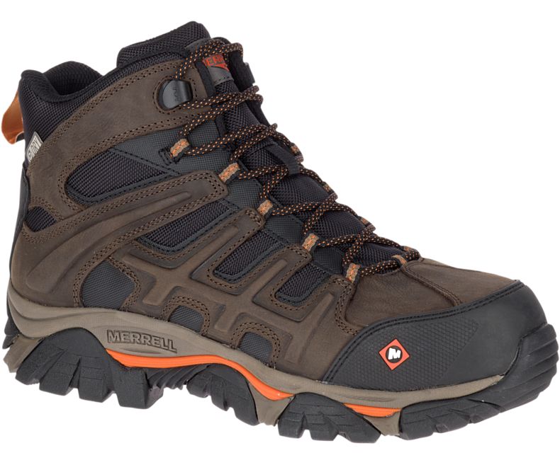 Merrell Moab 2 Peak Mid Vedenpitävät Comp Varvas Työ Boot Miesten Vedenpitävät Talvikengät Tummanruskea | 33504M-2WD