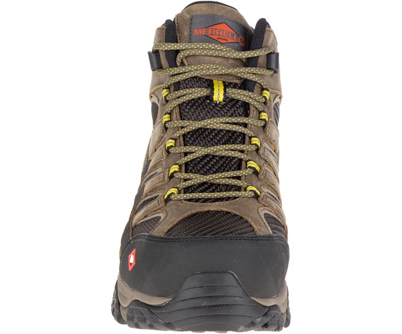 Merrell Moab 2 Vent Mid Vedenpitävät Comp Varvas Työ Boot Miesten Työsaappaat Oliivinvihreä Keltainen | 29081M-2WO