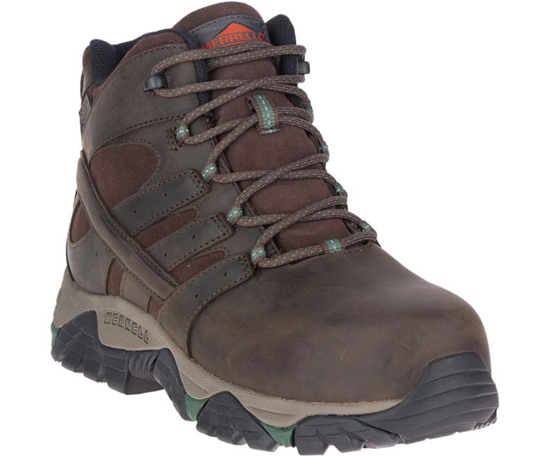 Merrell Moab Vertex Mid Nahkaiset Vedenpitävät Comp Varvas Työ Boot Miesten Työsaappaat Tummanruskea | 38739M-2WD