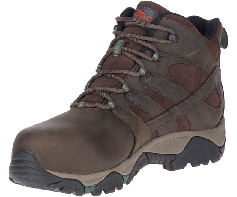 Merrell Moab Vertex Mid Nahkaiset Vedenpitävät Comp Varvas Työ Boot Miesten Työsaappaat Tummanruskea | 38739M-2WD