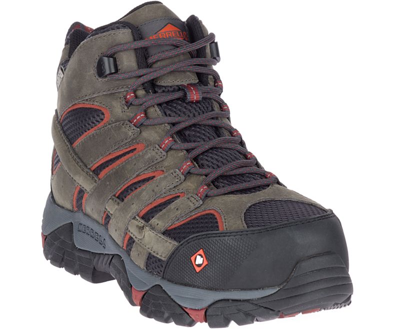 Merrell Moab Vertex Mid Vedenpitävät Comp Varvas Työ Boot Miesten Työsaappaat Oliivinvihreä Punainen | 38741M-2WO