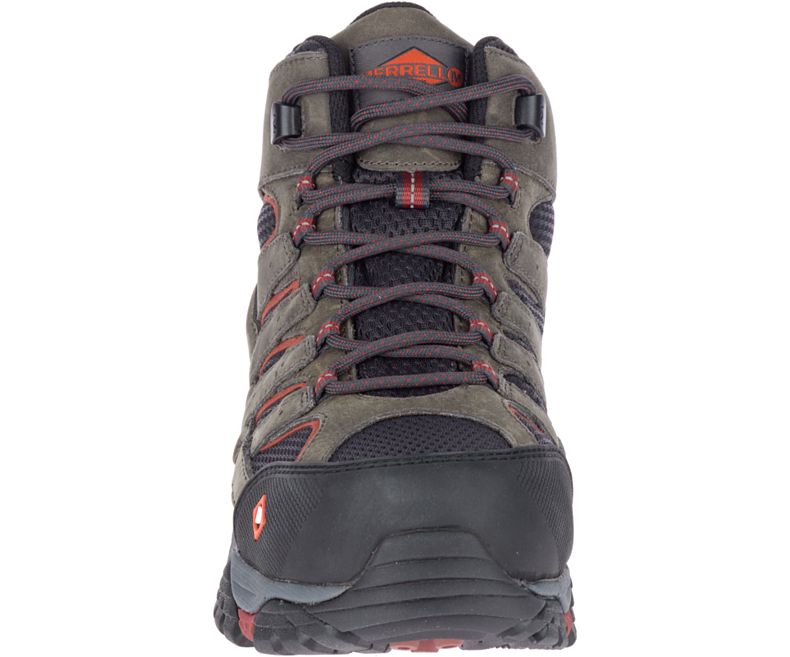 Merrell Moab Vertex Mid Vedenpitävät Comp Varvas Työ Boot Miesten Työsaappaat Oliivinvihreä Punainen | 38741M-2WO