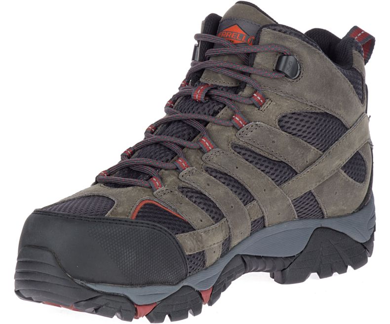 Merrell Moab Vertex Mid Vedenpitävät Comp Varvas Työ Boot Miesten Työsaappaat Oliivinvihreä Punainen | 38741M-2WO