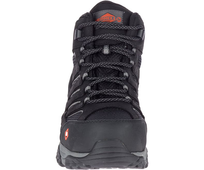 Merrell Moab Vertex Mid Vedenpitävät Comp Varvas Työ Boot Leveät Leveys Miesten Vaellussaappaat Mustat | 38742M-2HB