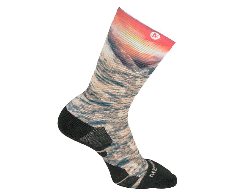 Merrell Mountain Sunrise Print Performance Crew Sock Naisten Sukat Koralli | 42872W-1SC