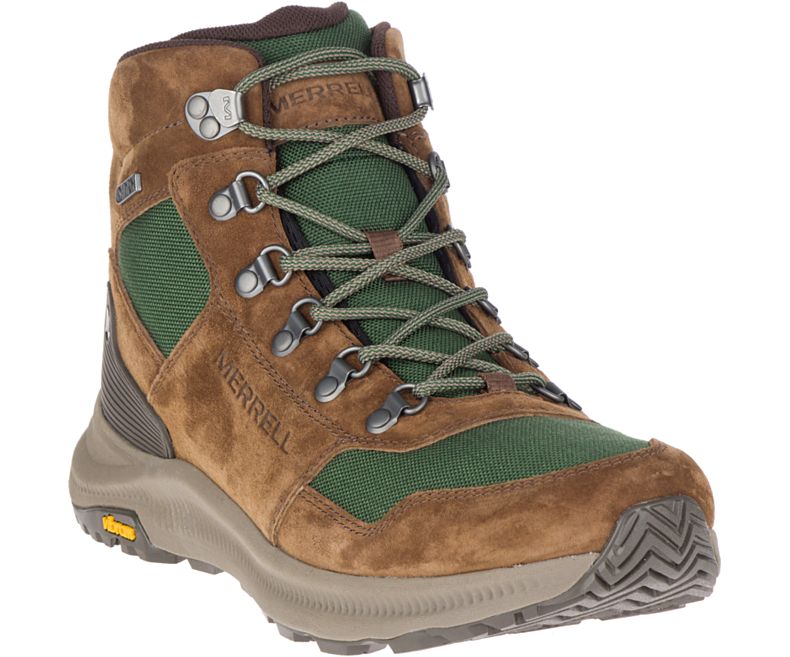 Merrell Ontario 85 Mid Vedenpitävät Miesten Vaelluskengät Vihreä Ruskea | 39219M-2HG