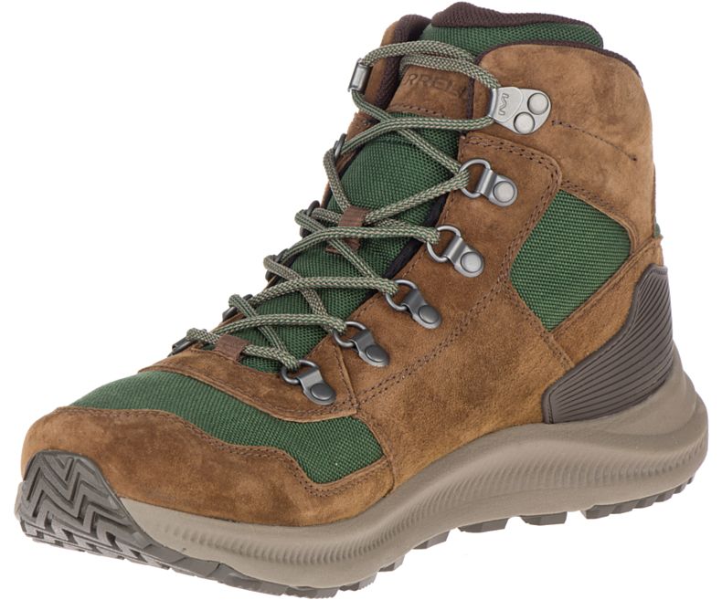 Merrell Ontario 85 Mid Vedenpitävät Miesten Vaelluskengät Vihreä Ruskea | 39219M-2HG