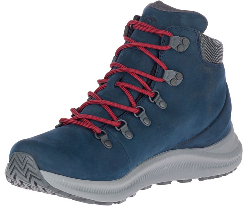 Merrell Ontario Mid Vedenpitävät Miesten Vaelluskengät Tummansininen Punainen | 35911M-2WA