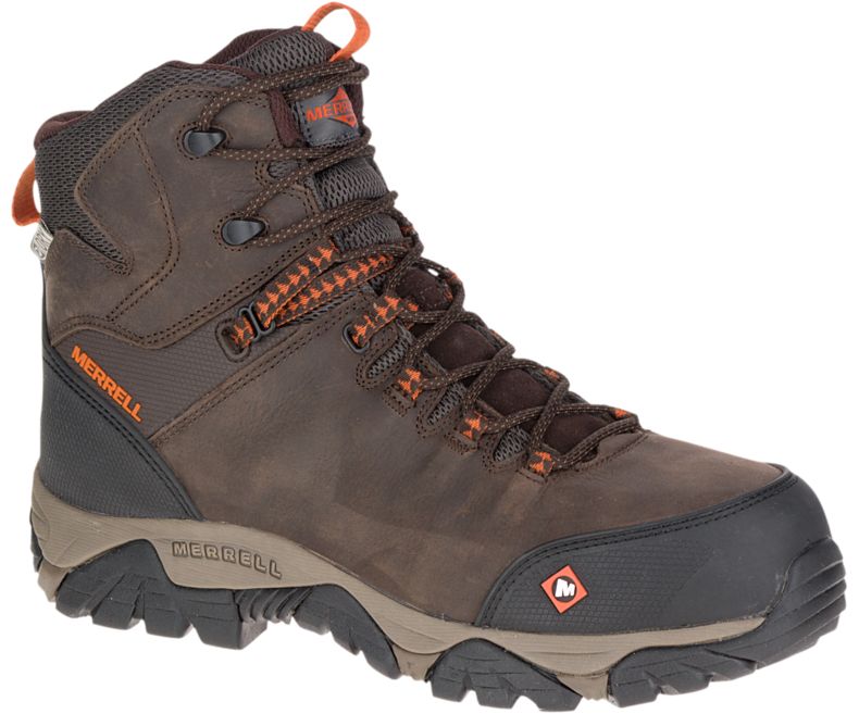 Merrell Phaserbound Mid Vedenpitävät Comp Varvas Työ Boot Miesten Työsaappaat Tummanruskea | 29079M-2OD