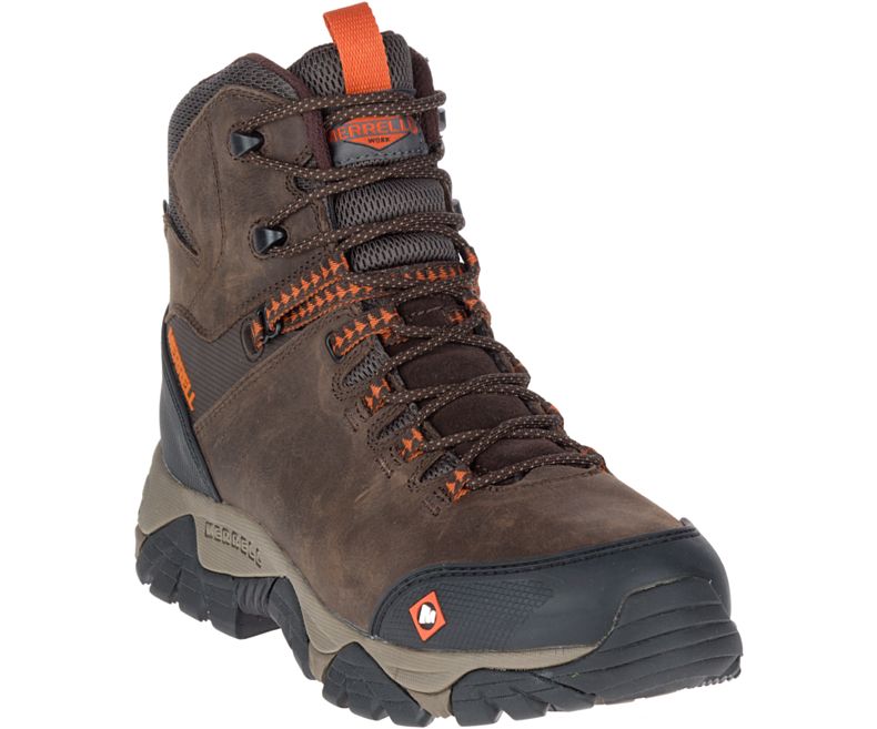 Merrell Phaserbound Mid Vedenpitävät Työ Boot Miesten Vedenpitävät Talvikengät Tummanruskea | 29811M-2WD