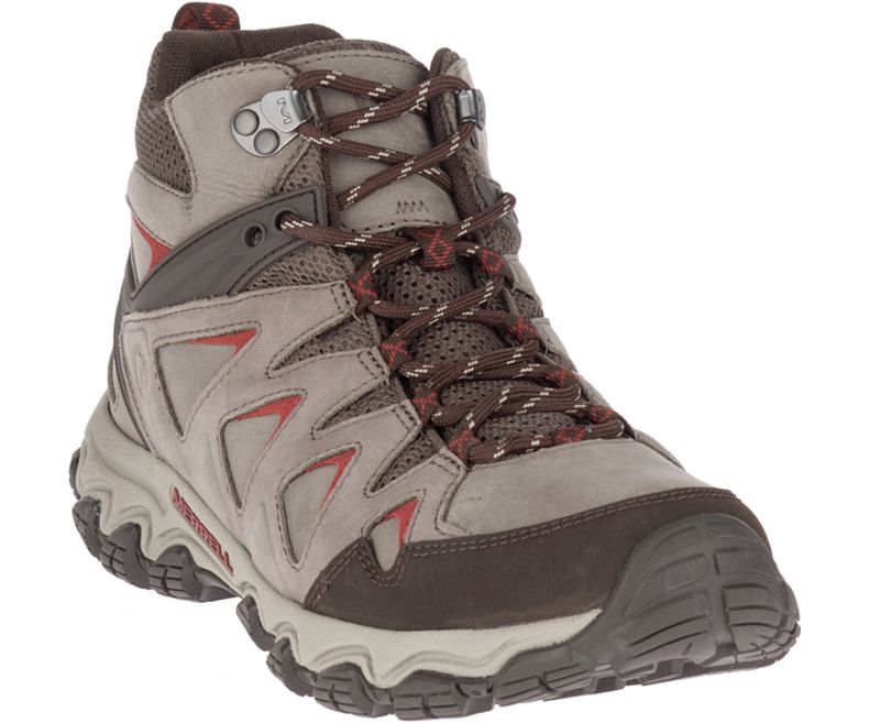 Merrell Pulsate 2 Mid Nahkaiset Vedenpitävät Miesten Vaelluskengät Beige Punainen | 36108M-2HB