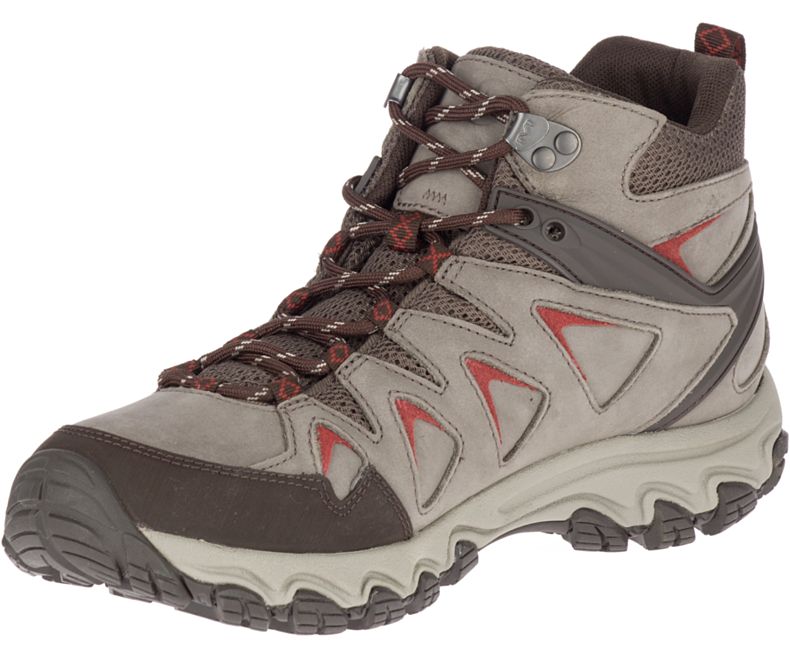 Merrell Pulsate 2 Mid Nahkaiset Vedenpitävät Miesten Vaelluskengät Beige Punainen | 36108M-2HB