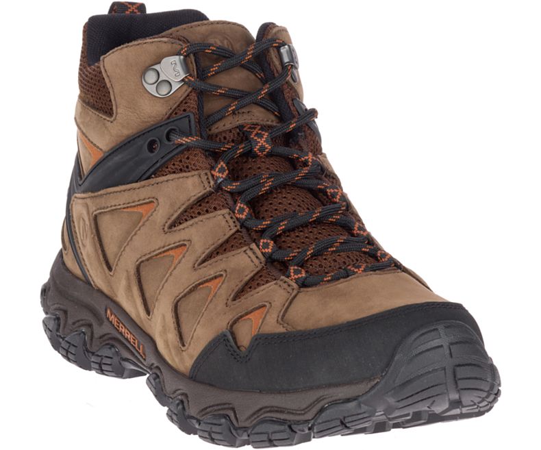 Merrell Pulsate 2 Mid Nahkaiset Vedenpitävät Leveät Leveys Miesten Vaelluskengät Tummanruskea | 36109M-2HD