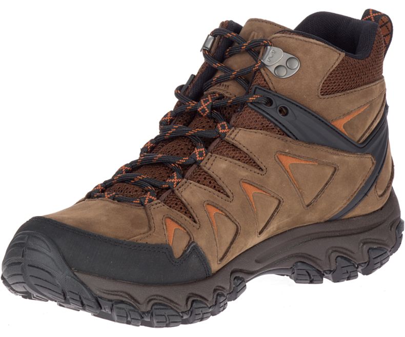 Merrell Pulsate 2 Mid Nahkaiset Vedenpitävät Leveät Leveys Miesten Vaelluskengät Tummanruskea | 36109M-2HD