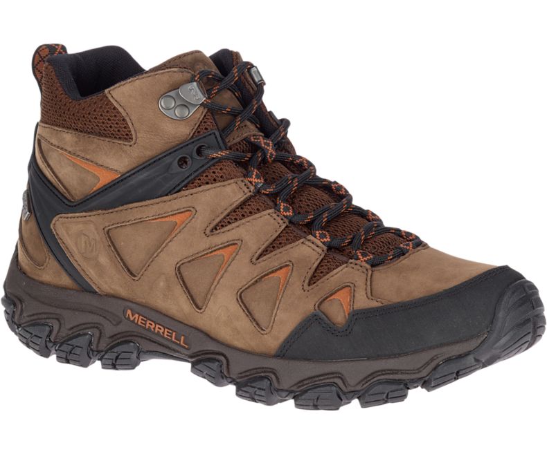 Merrell Pulsate 2 Mid Nahkaiset Vedenpitävät Leveät Leveys Miesten Vaelluskengät Tummanruskea | 36109M-2HD