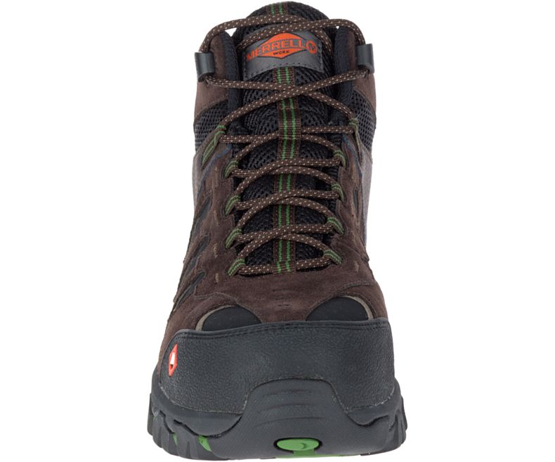 Merrell Ridgepass Bolt Mid Vedenpitävät Comp Varvas Työ Boot Miesten Vaellussaappaat Tummanruskea | 29087M-2HD