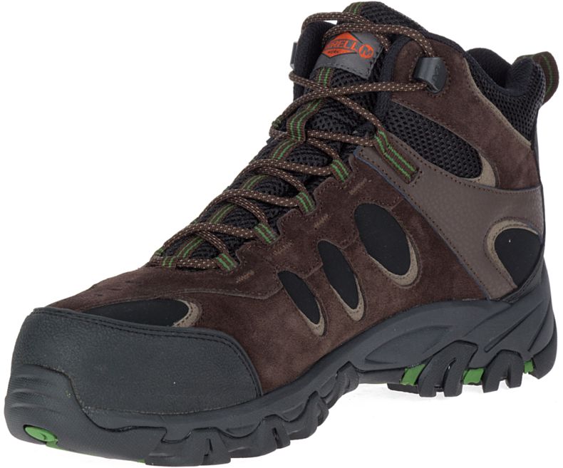 Merrell Ridgepass Bolt Mid Vedenpitävät Comp Varvas Työ Boot Miesten Vaellussaappaat Tummanruskea | 29087M-2HD