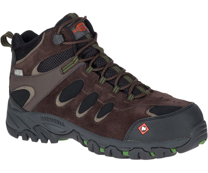 Merrell Ridgepass Bolt Mid Vedenpitävät Comp Varvas Työ Boot Miesten Vaellussaappaat Tummanruskea | 29087M-2HD