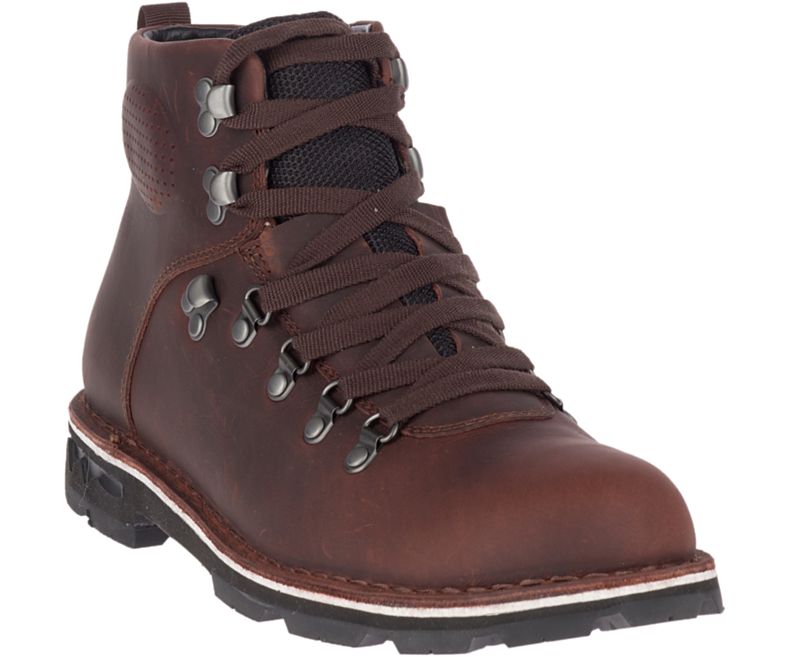 Merrell Sugarbush Braden Mid Nahkaiset Vedenpitävät Miesten Saappaat Tummanruskea | 38905M-2BD