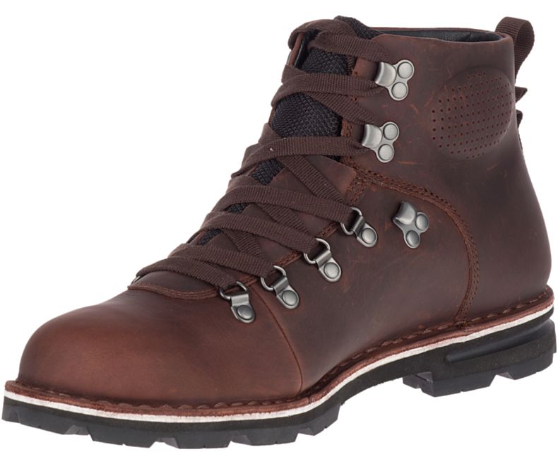 Merrell Sugarbush Braden Mid Nahkaiset Vedenpitävät Miesten Saappaat Tummanruskea | 38905M-2BD