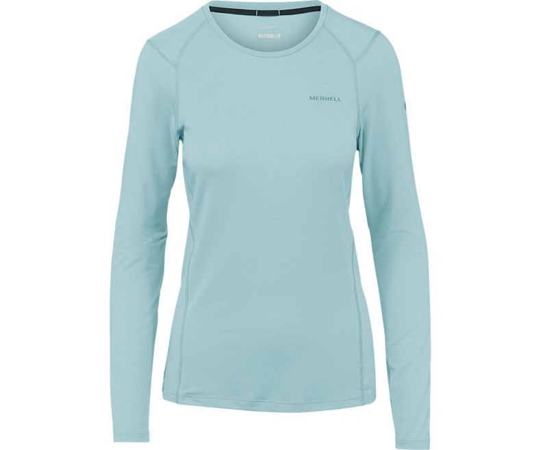 Merrell Tencel® Long Sleeve Tee with drirelease® Fabric Naisten Pitkähihaiset Paidat Sininen | 41281W-1LA