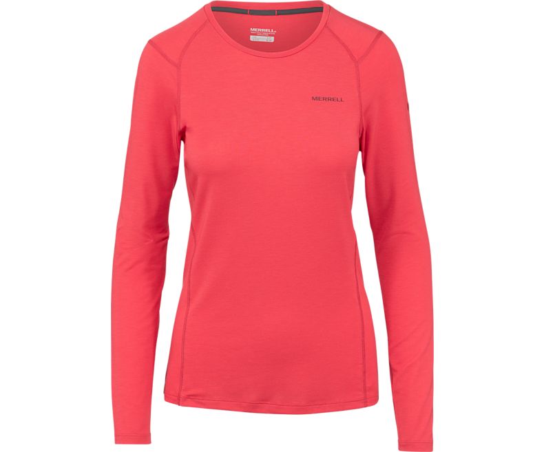 Merrell Tencel® Long Sleeve Tee with drirelease® Fabric Naisten Pitkähihaiset Paidat Punainen | 41281W-1LR