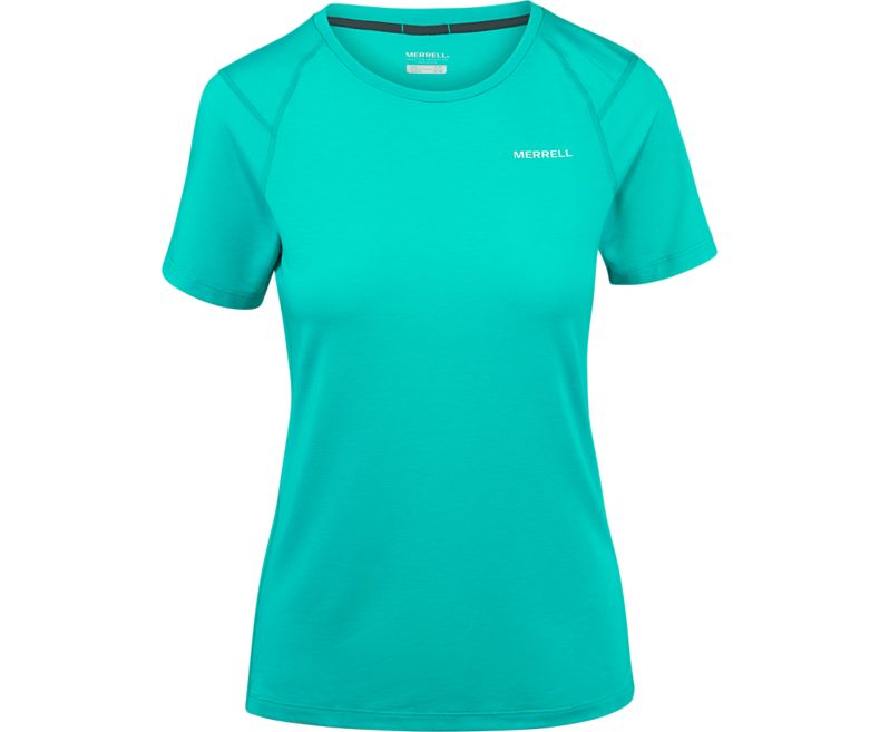 Merrell Tencel® Lyhyt Sleeve Tee with drirelease® Fabric Naisten Lyhythihaiset Paidat Turkoosi | 38891W-1ST