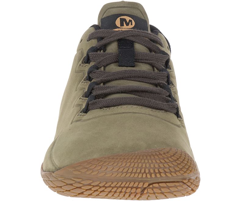 Merrell Vapor Glove 3 Luna Nahkaiset Miesten Barefoot Kengät Oliivinvihreä | 33382M-2BO