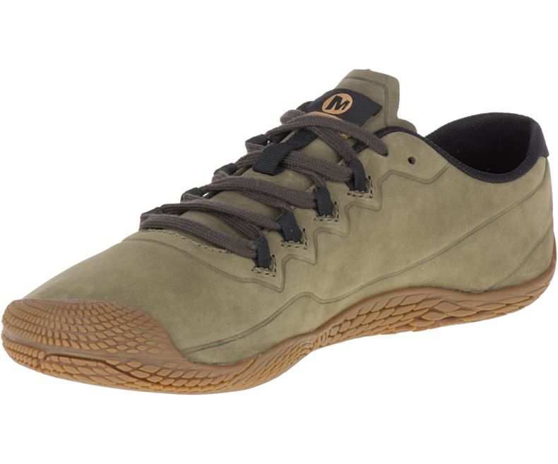 Merrell Vapor Glove 3 Luna Nahkaiset Miesten Barefoot Kengät Oliivinvihreä | 33382M-2BO