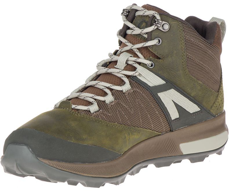 Merrell Zion Mid Vedenpitävät Miesten Vaelluskengät Tummanoliivinvihreä | 40759M-2HD