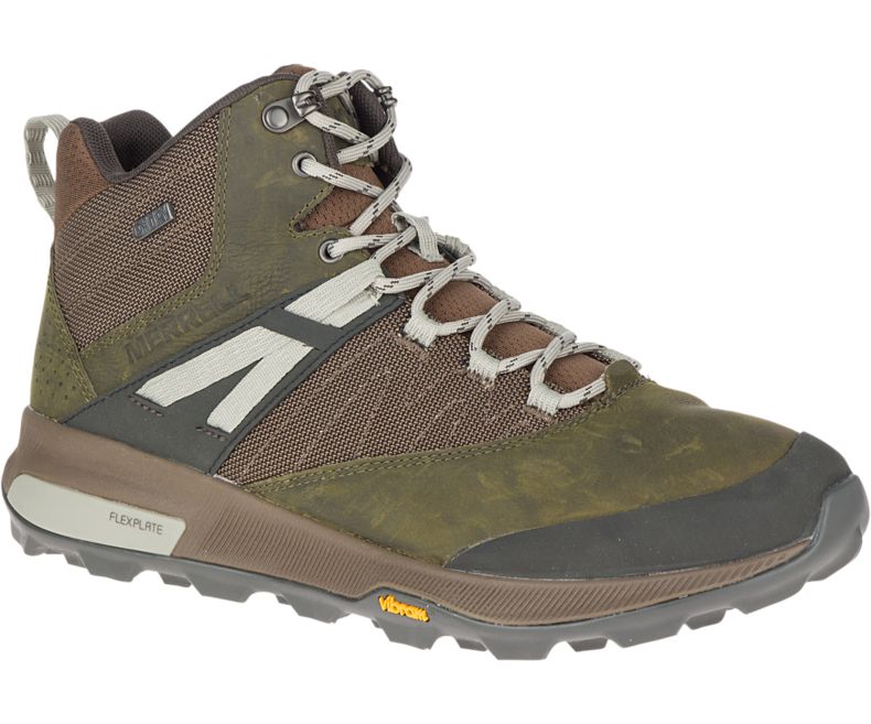 Merrell Zion Mid Vedenpitävät Miesten Vaelluskengät Tummanoliivinvihreä | 40759M-2HD